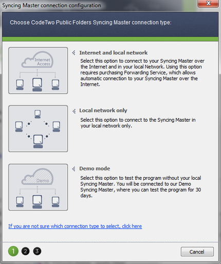 Setting a connection type with the Syncing Master.
