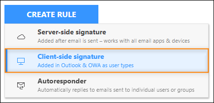 Creating an Outlook (client-side) signature rule.