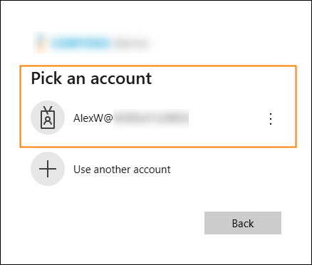 Choosing the current account to sign in to the Signatures app.