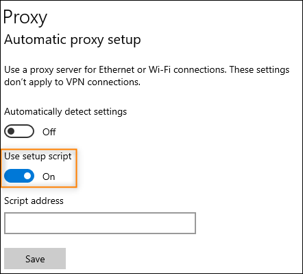 Importing the proxy settings by using a script.