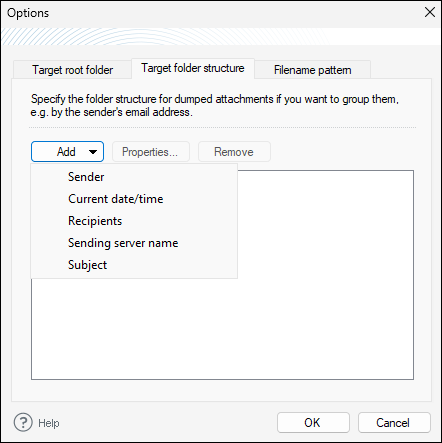 Designing the folder tree structure to sort dumped attachments into neat folders.