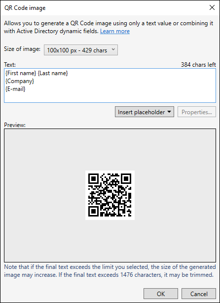 Editor - QR Code image placeholder