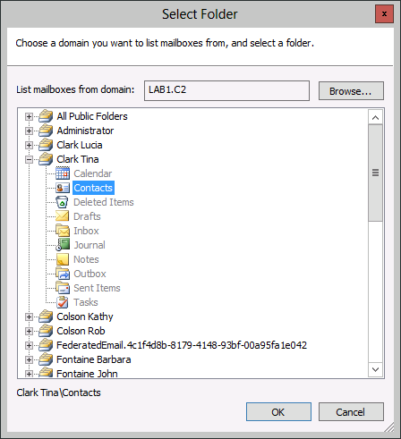 ES - select private contacts folder.