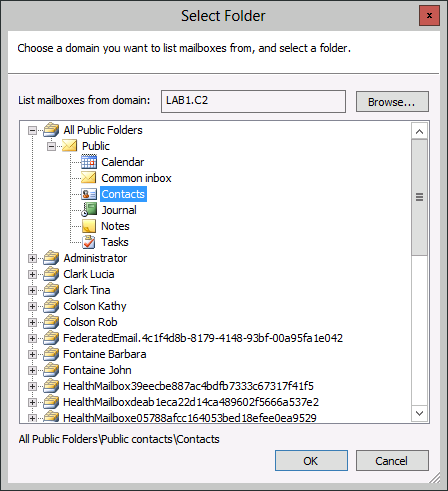 ES - select public contacts folder.