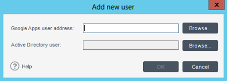 Selecting a new Google Apps user.