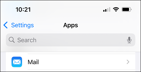 Accessing settings for the Mail app.