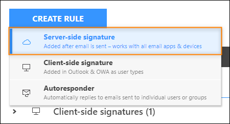 Creating a new cloud (server-side) signature rule.