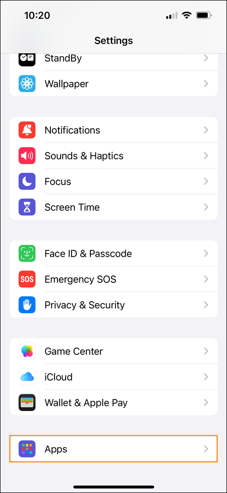 Accessing app settings in iOS.