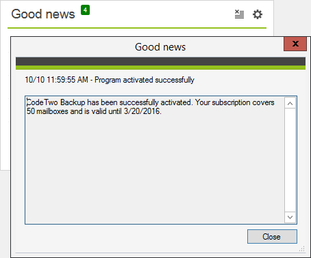 Backup - Good news