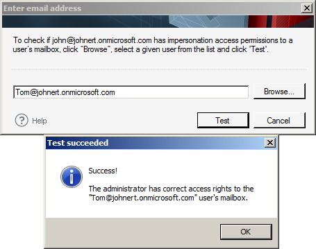 Test succeded notification.
