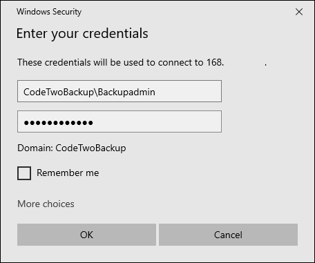 Backup - Install - RDP credentials