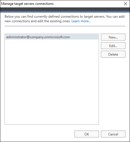 Office 365 Migration edit target connection