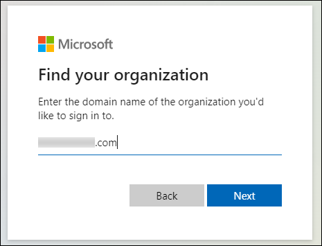 Entering the domain of the organization you're invited to (not yours).