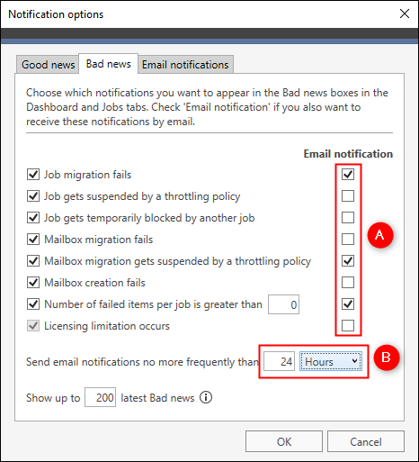 O365 Migration - Dashboard - Email notifications