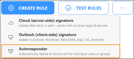 Creating a new autoresponder rule.