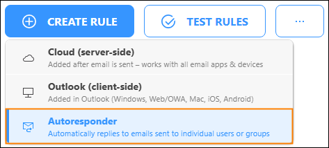 Creating a new autoresponder rule.