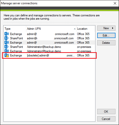 Backup obsolete connection