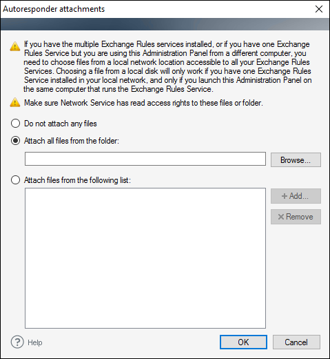 Autoresponder attachment window.