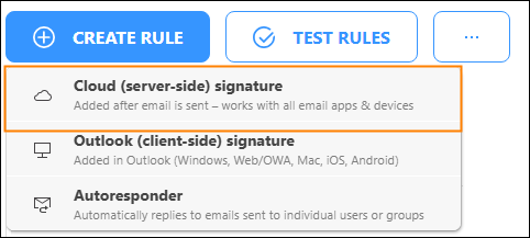 Creating a new cloud (server-side) signature rule.