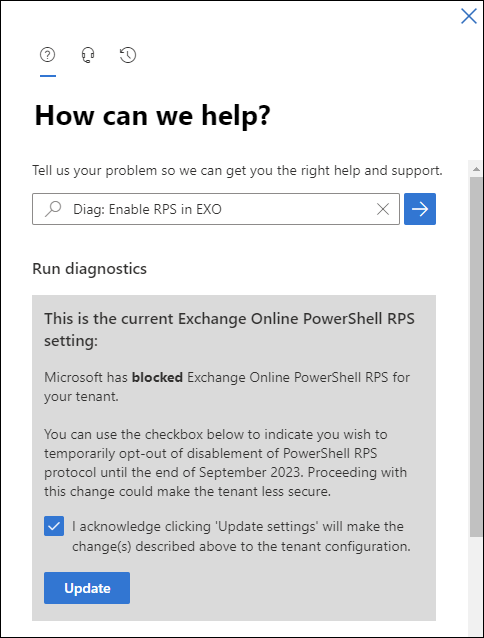 Temporarily opting out of the disablement of the RPS protocol.