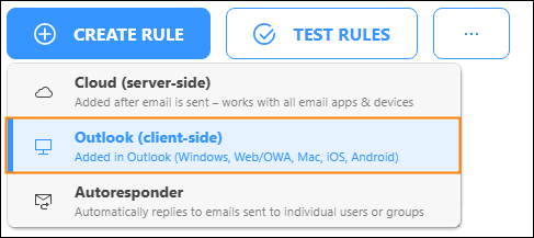 Creating a new Outlook (client-side) signature rule.