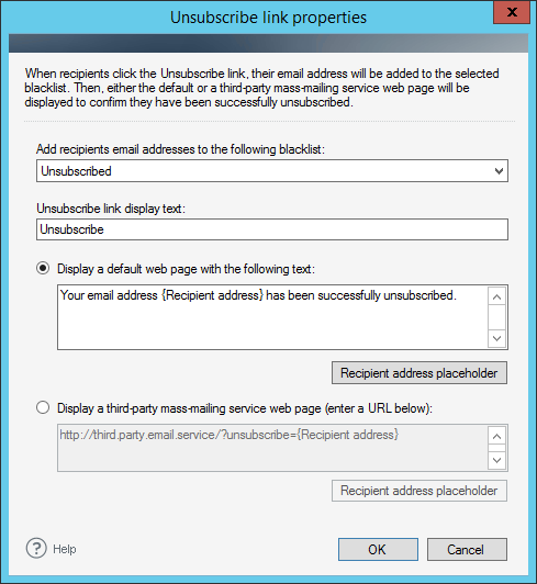 Exchange Rules Pro unsubscribe placeholder