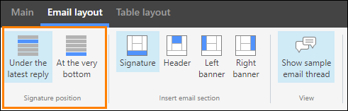 The signature position settings allow you to manage how signatures are handled in email conversations.