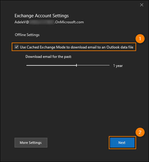 Use the checkbox to either enable or disable Cached Exchange Mode.