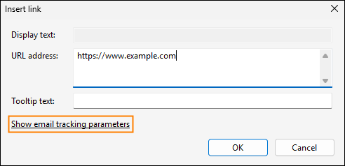 The Insert link window.