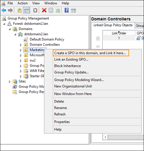 Create a GPO for an Organizational Unit.