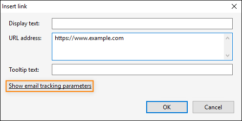 The Insert link window.