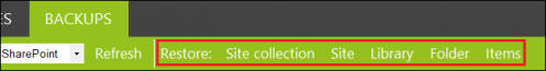 Backup SharePoint restore Restore options