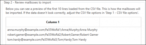 Exchange Migration - imported CSV file Excel