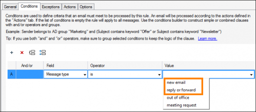 Message type condition.