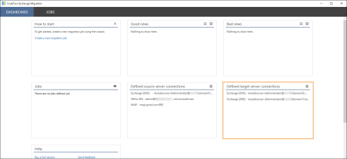 Defined target server connections.