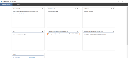 Defined source server connections.