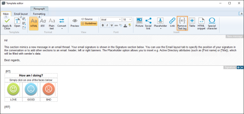 Adding remove text tags.