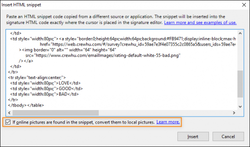Inserting the CrewHu snippet.
