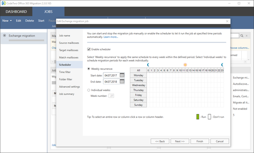 Office 365 Migration edit job - Scheduler