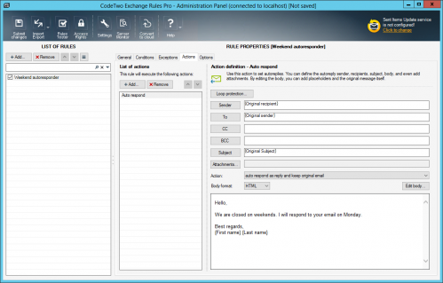Adding the Auto respond condition.