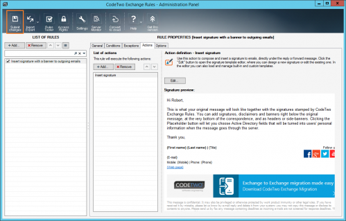 Saving settings in the Administration Panel.