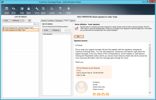Opening the template editor.