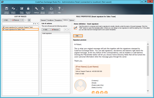 Opening the template editor.