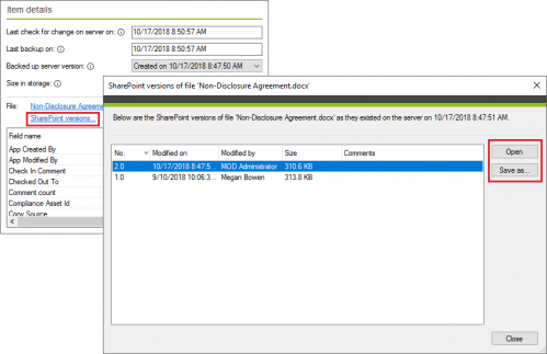 Backup restore SharePoint server version selection