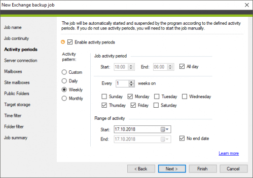 Backup Activity periods Example 2