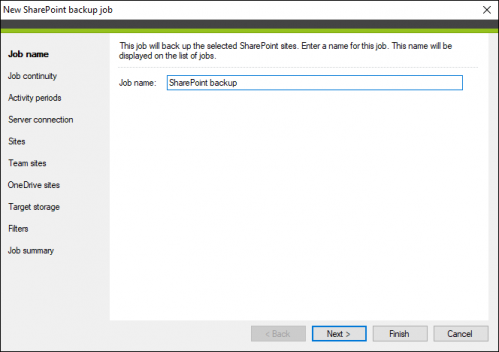 Backup SharePoint backup job wizard