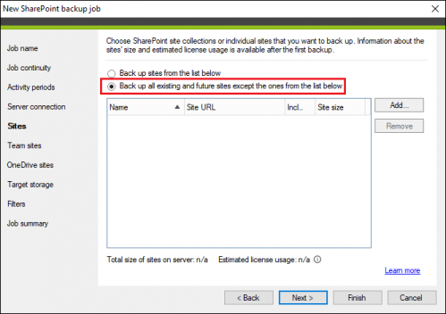 Backup SharePoint backup job all sites