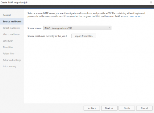 Importing IMAP mailboxes.