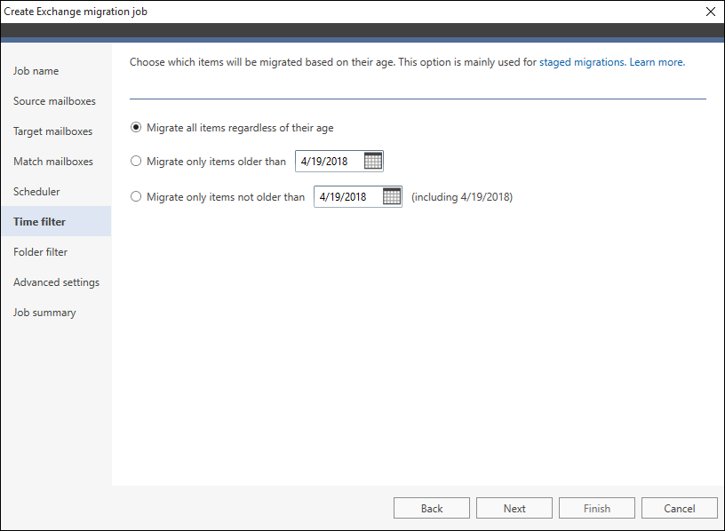 Office 365 time filter