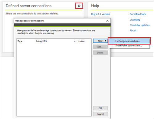 Backup opening manage server connections